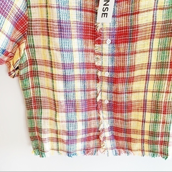 Monse Plaid Boxy Basket Weave Havana Shirt Button Down Top NWT Large Linen Blend - Picture 8 of 15